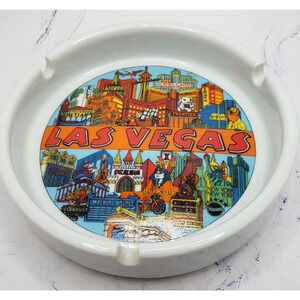 Vintage Las Vegas Souvenir Colorful Collectible Ceramic Ashtray